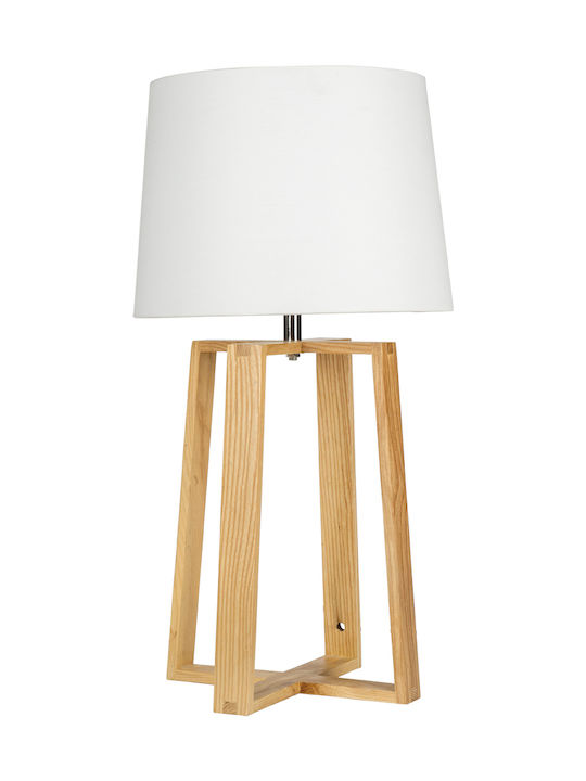 VK Lighting VK/03157/WD/W Πορτατίφ με Λευκό Καπέλο και Μπεζ Βάση